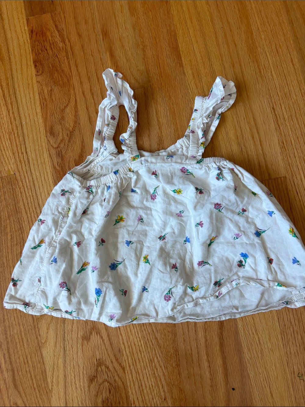 GAP White Floral Ruffle-Strap Tank Top - Picture 2 of 2
